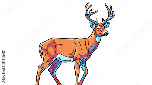 Majestic Buck Deer Vector Illustration, Stylized Wildlife Art, Nature and Forest Theme Graphic for Outdoor Enthusiasts and Conservation Campaigns