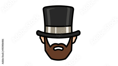 Man with Top Hat and Beard Vector Illustration, Stylized Character Graphic, Vintage Gentleman Icon for Social Media and Branding