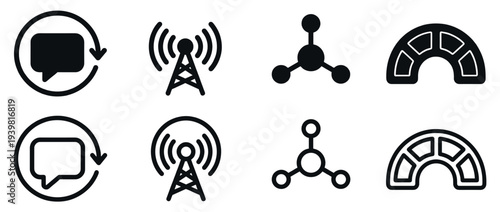 Wallpaper Mural Set of Communication, Network, Share, and Meter Icons in Solid and Outline Styles Torontodigital.ca