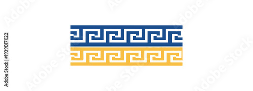 Geometric pattern design blue yellow repeating ornament