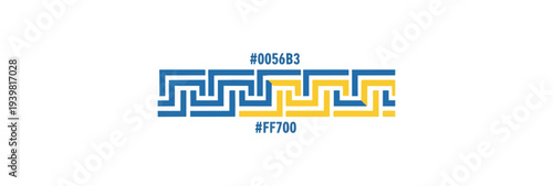 Geometric pattern design elements with color variations on black background