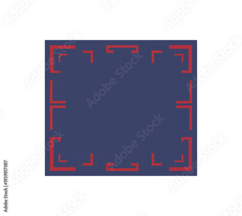 Geometric red blue square design against black background