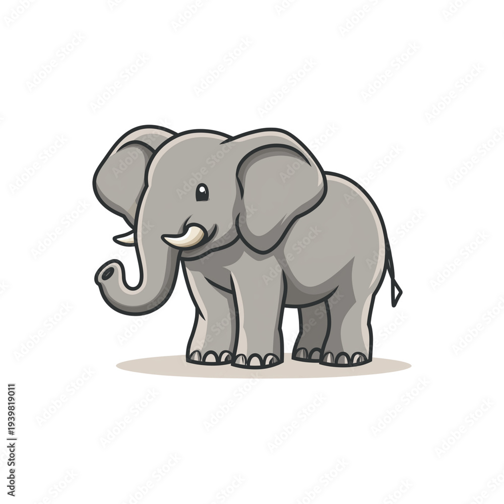 Obraz premium Playful Elephant Illustration: A charming illustration of an elephant, showcasing its distinctive features, embodying the playful spirit of the animal world.