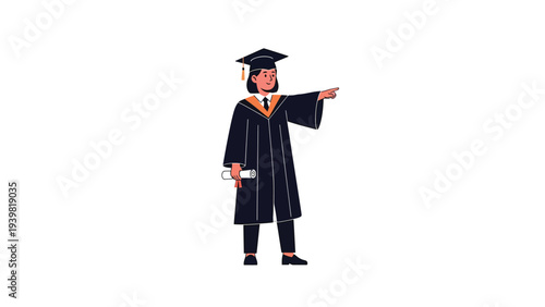 Graduating Student in Cap and Gown Celebrating Achievement