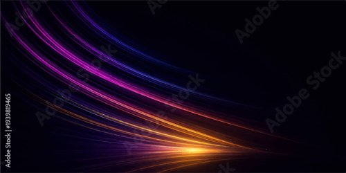 A vibrant digital art backdrop features flowing blue and purple waves with a light fractal pattern and textured motion lines on a dark swirl design