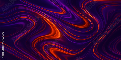 An abstract red background featuring a digital spiral pattern with glowing purple energy swirls and fractal motion textures