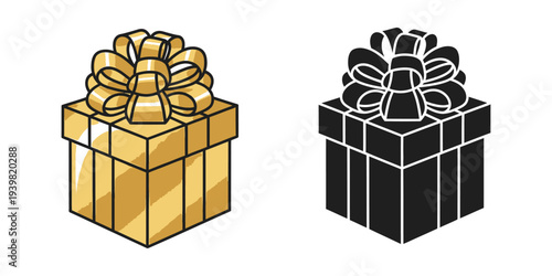 Golden and black gift boxes with bows vector illustration