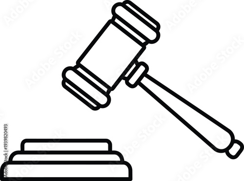 A gavel and sound block on a white background