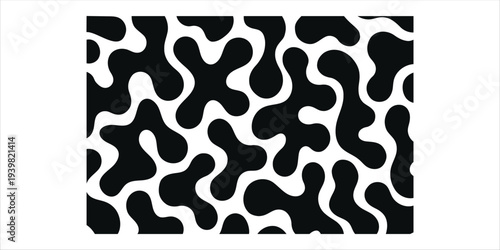 Seamless Abstract Organic Amoeba Pattern – Black and White Vector Background