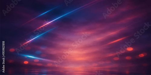 A dramatic sunset illuminates the sky with orange and red light as the sun and clouds transition into a beautiful galaxy in space