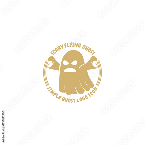 ghost logo, ghost icon with a very scary appearance, flying ghost logos