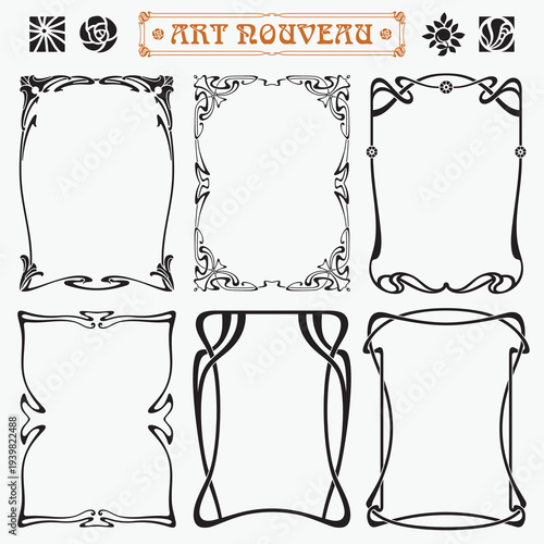 Decorative borders and frames Art Nouveau style
