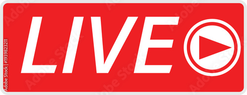 Live Broadcast Icon – Red Live Streaming Button for UI Design