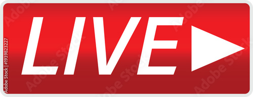 Live Broadcast Icon – Red Live Streaming Button for UI Design