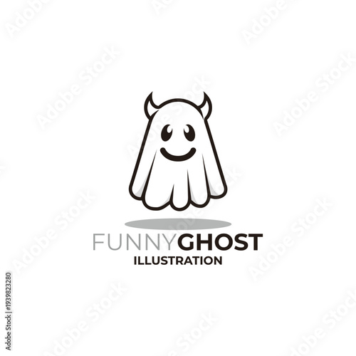 Flying ghost logo with a cute and adorable look.simple design template