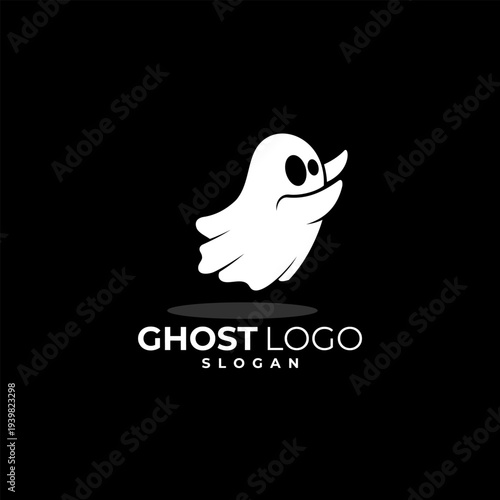 scary ghost logo flying and scaring people, ghost logo design