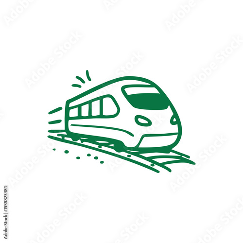Illustration of a speeding train on the tracks
