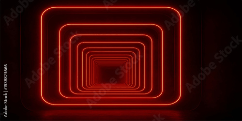 Glossy 3d vector illustration featuring an abstract red background set within a metallic square frame for a blank web button or app icon template