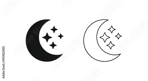 Moon phases with stars minimal Vector