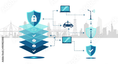 Secure network layers protecting connected devices in a city infrastructure from cyber threats