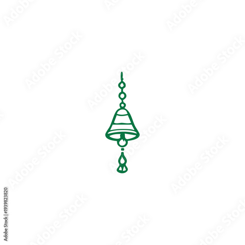 Decorative Green Bell Ornament with Chain and Clapper for Festive Decoration
