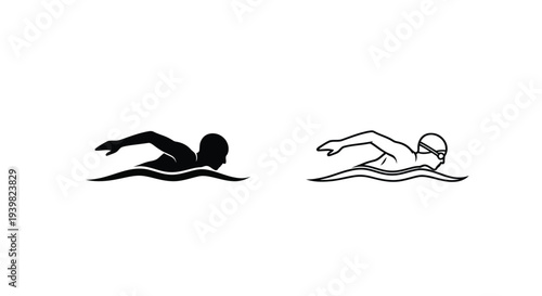 Swimming strokes comparison art Vector