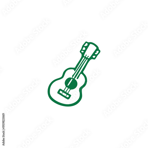 Simple Green Ukulele Illustration Icon on White Background