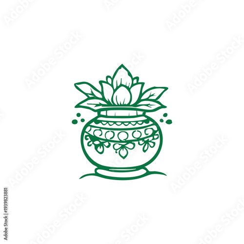 Elegant Cultural Pot with Floral Embellishment Symbol of Prosperity and Auspicious Beginnings