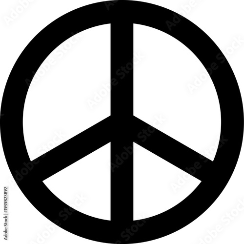 Peace Symbol Icon. International Sign for Harmony and Non-Violence in Modern Flat Black Style Vector Illustration.