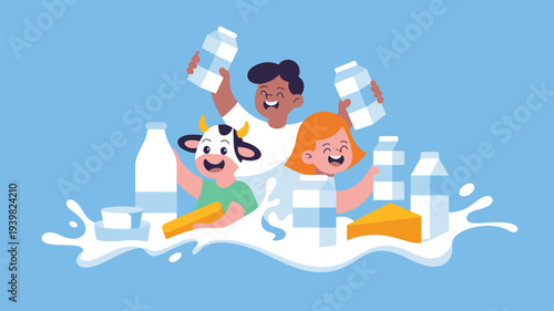 Happy Kids Cow Milk Dairy Products Splash