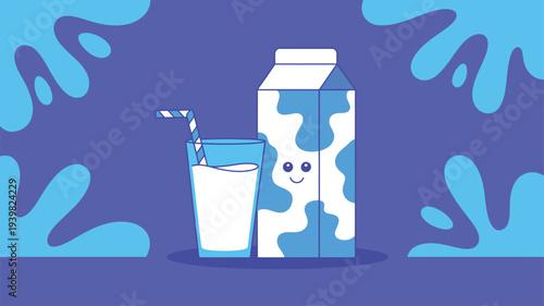 Happy milk carton glass blue