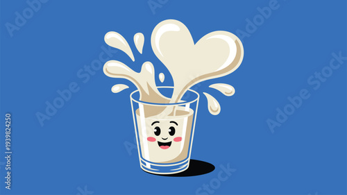 Happy milk glass heart splash