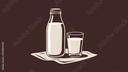 Milk bottle glass napkin simple graphic