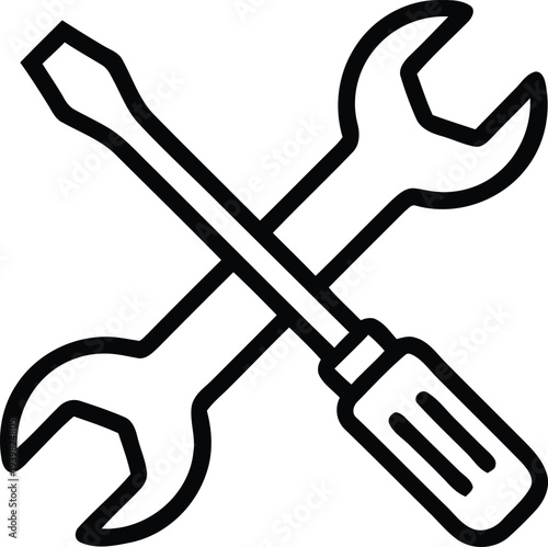 A screwdriver and wrench crossed over each other