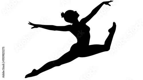 Dancer in dynamic jump with outstretched arms and legs