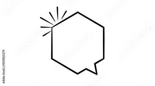 Simple black line drawing of a speech bubble with rays.
