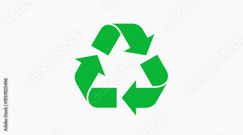 Green recycling symbol with three arrows forming a circle.
