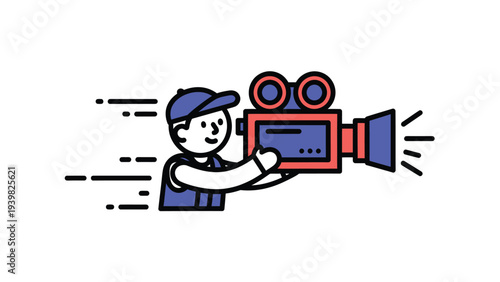 Dynamic Videographer Filming with Professional Camera - Motion Video Production