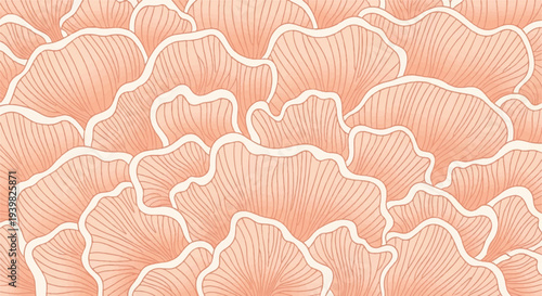 Seamless pattern of abstract organic shapes in peach and cream, delicate linework, organic texture, nature-inspired background
