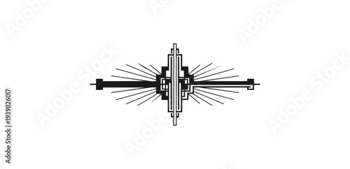 Abstract geometric design with radiant lines on black background