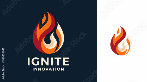 A modern and creative logo featuring a vibrant flame design, symbolizing innovation, energy, and inspiration, perfect for businesses related to technology and progress.