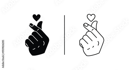 Hand signs love heart gestures Vector