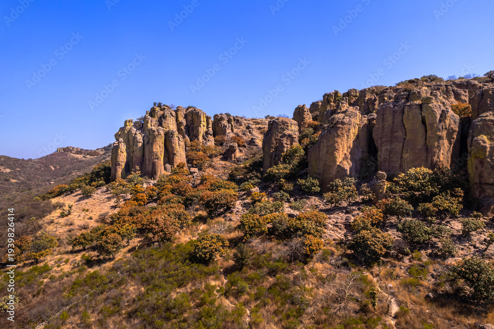 Fototapeta premium Volcanic rock formations aerial Mexico