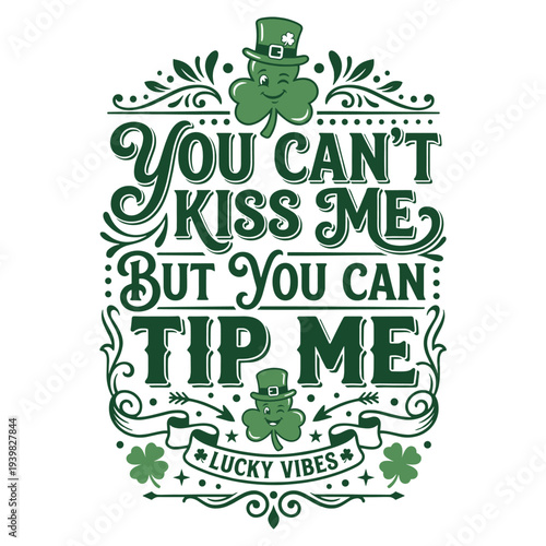 Funny St Patricks Day Tshirt Waitress Bartender Waiter Tips T-Shirt