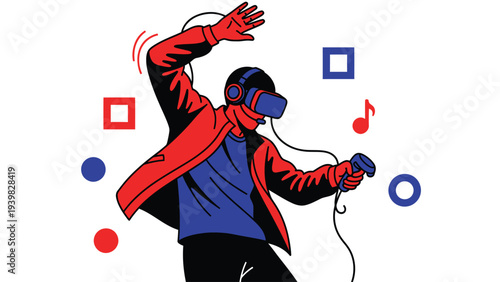 Immersive Virtual Reality Gaming Experience Illustration