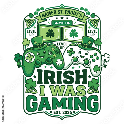 Irish I was Gaming Funny St Patricks Day Gamer Boys Men Gift T-Shirt