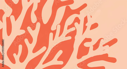 Abstract coral reef pattern in coral orange and pale peach, close-up, organic shapes, minimalist design, underwater life