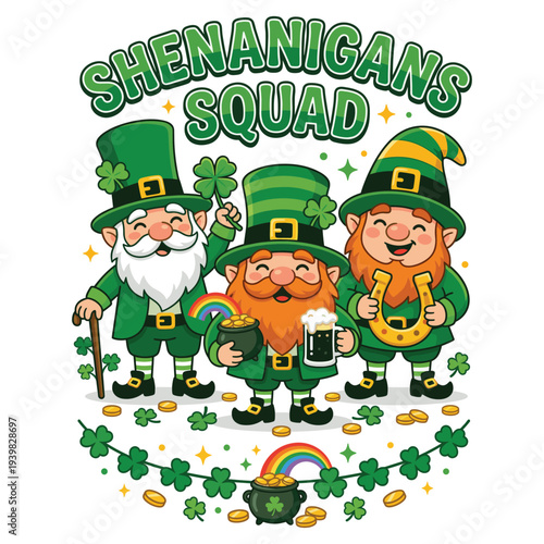 St Patricks Day Gnomes Shenanigans Squad Saint Pattys T-Shirt
