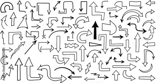 Collection of various arrows and directional symbols