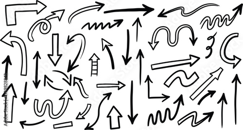 Collection of various arrows pointing in different directions